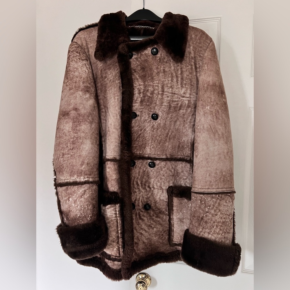 Vintage Chocolate Brown Heavyweight Shearling Coat